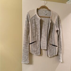 Lucky Brand Cream and Gray Textured Cardigan